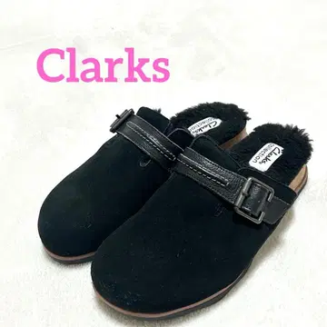 [거의 미사용품] 클락스 브린 슬라이드 샌들 무스탕 스웨이드 블랙