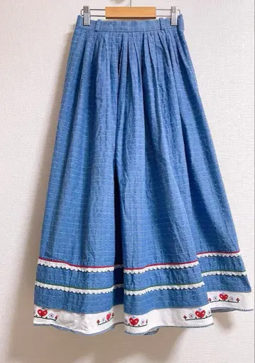 구제 vintage 스커트 파랑 자수
