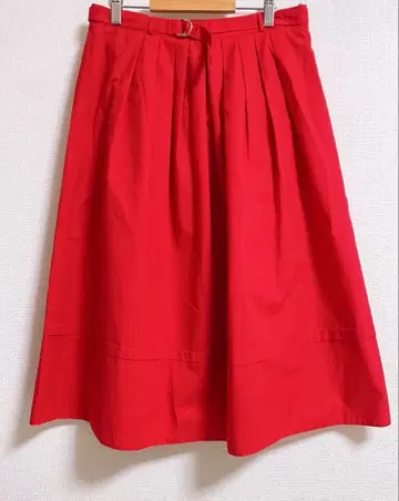 구제 vintage 빨간색 벨트 롱 스커트
