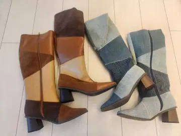 패치워크 패턴 부츠 L 사이즈 색상별 2켤레 세트