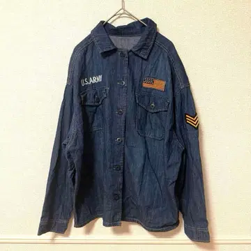 GORGE 데님 자켓 M 자수 밀리터리 패치 로고 국기 패치