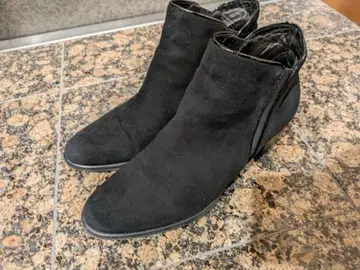 긴자 카네마츠 숏부츠 스웨이드 24.5cm 올 블랙