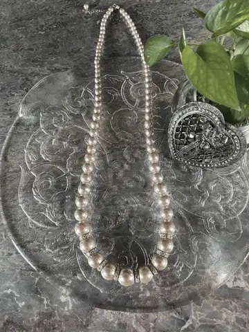 펄 롱 목걸이 부드러운 핑크 화려함