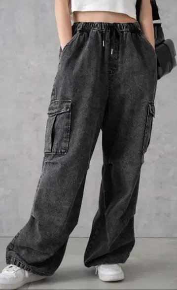 카고 팬츠 파라슈트 팬츠 S 사이즈 블랙 케미컬