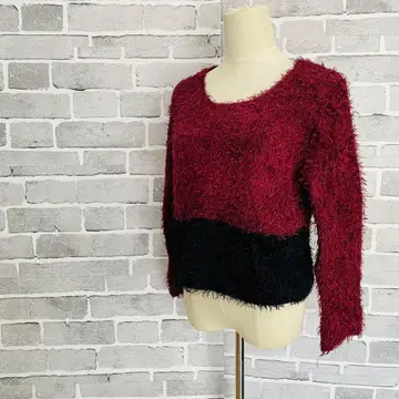 dazzlin 샤기 니트 빨검 바이컬러 긴팔 복슬복슬 모헤어 B491