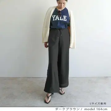 FASHFREN 릴랙스 팬츠 다크 브라운 허리밴딩 L 넉넉하게