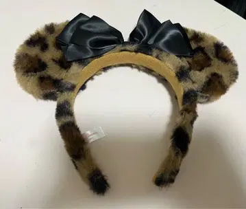 레오파드 무늬 머리띠 블랙 리본 포함