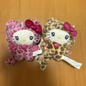 산리오 갸루 고양이 레오파드 무늬 마스코트 참 헬로키티 세트