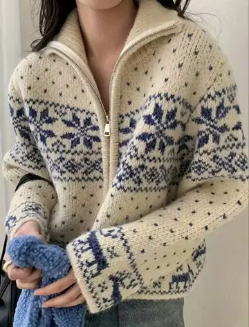 노르딕 무늬 니트 가디건