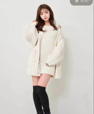 새상품급 Darich 샤벳 앙상블 니트 아이보리 가디건