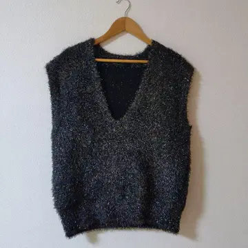 오로라 니트 베스트 키라키라 퍼 베스트