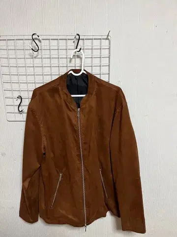 브라운 스웨이드풍 집업 자켓