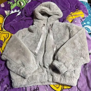 핑크 플리스 후드 부착 자켓