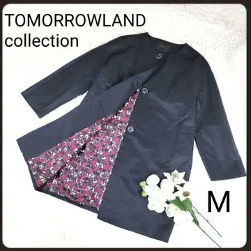 [ 새상품급 ] 투모로우랜드 컬렉션 노카라 실크 네이비 코트 M