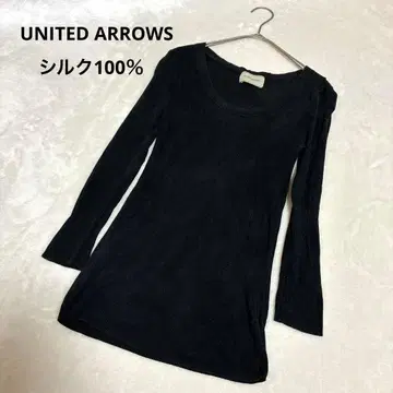 유나이티드 애로우즈 리브 긴팔 상의 실크 100% 블랙 니트