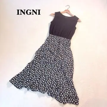 잉그 INGNI 슬리브리스 롱 원피스 M 꽃무늬 플레어 스커트