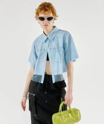 시스루 레이어드 튤 셔츠