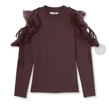 SNIDEL 플리츠 프릴 도킹 니트 풀오버 모카