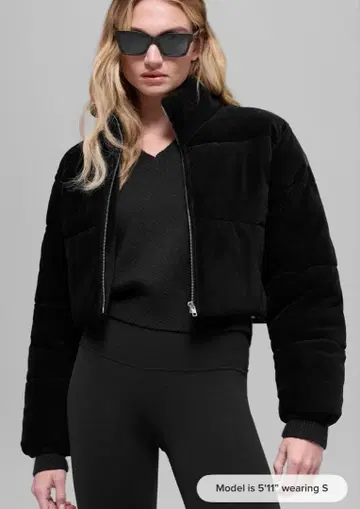 alo Micro Corduroy Dreamy Puffer - Black