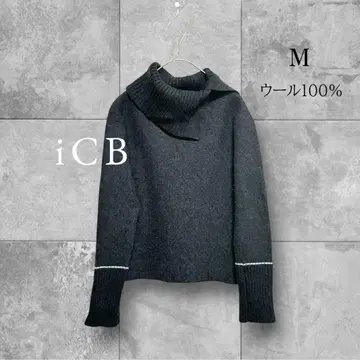 아이시비 니트 터틀 울 스타일리시 모노톤 세련된 그레이 M