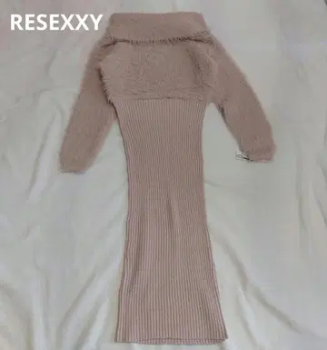 RESEXXY 샤기 미디 니트 원피스 (핑크)
