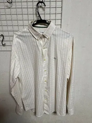 LACOSTE 아이보리 스트라이프 긴팔 셔츠