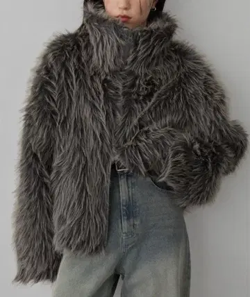 그레이 퍼 숏 자켓