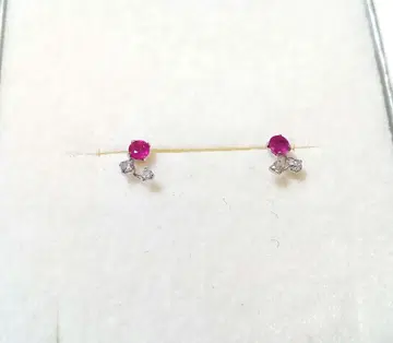 K14WG 각인 있음 루비 귀걸이