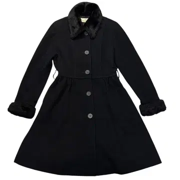 Karl Lagerfeld 블랙 롱 코트 울 보아 A라인