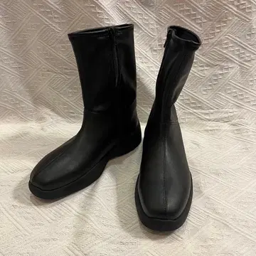 [ 컨디션 최상 ] 유니클로 :C 스트레치 숏부츠 스퀘어토 블랙 23