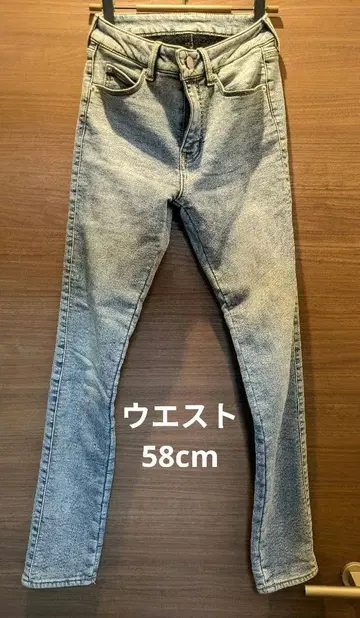 아베일 속기모 스키니 데님 웜 팬츠 허리 58 라이트 블루