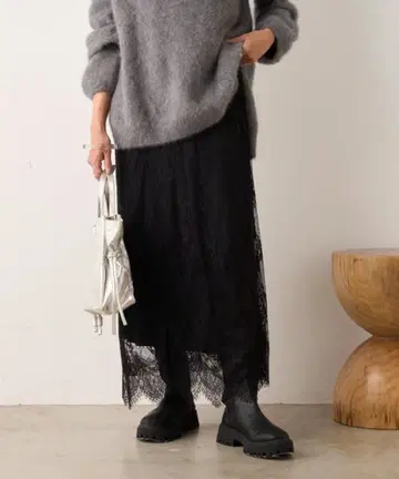 레이스 맥시 스커트