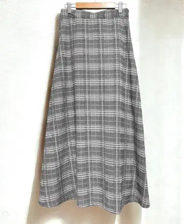 레이 카즌 플레어 롱 스커트 체크 성숙/러블리 깔끔 블루 브라운