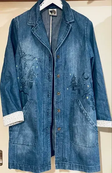 ScoLar 자수 디자인 데님 자켓 아우터