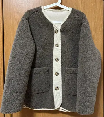 이시카와라보 보아 부클레 자켓 모카 브라운 코듀로이 화이트