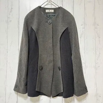 [새상품급] 히로코코시노 울 디자인 자켓 노카라 절개 바이컬러