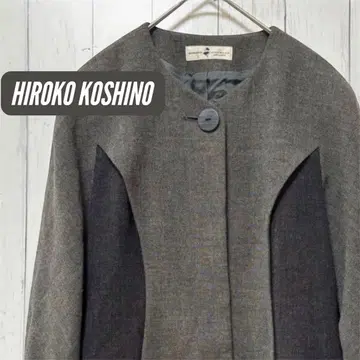 [새상품급] 히로코코시노 울 디자인 자켓 노카라 절개 바이컬러
