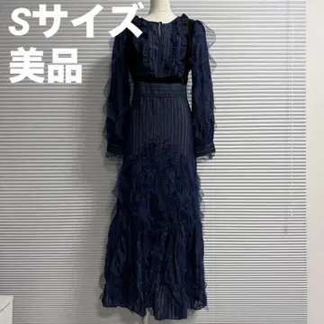 [ 새상품급 ] 네이비 프릴 맥시 원피스 드레스 S 사이즈