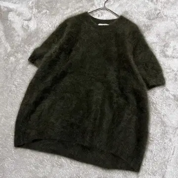 새상품급 플라주 Fur 반팔 니트 풀오버 복슬복슬 플러피