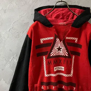 빈티지 후드티 풀오버 빅 프린트 카타카나 구제 의류 IW16