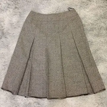 자유구 여성용 미디 스커트 M 그레이 양모 플레어 실크 일본제