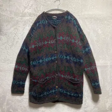 개성있는 핸드 니트 손뜨개질 가디건 네팔제 구제 의류 울