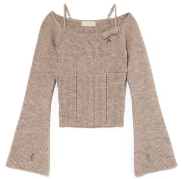 andmary Baby ribbon knit tops brown