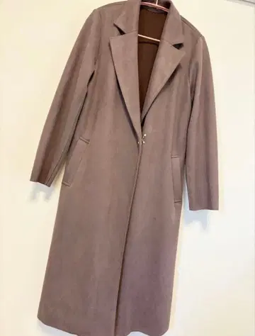 12Twelve Agenda 페이크 스웨이드 롱 코트 더스티 핑크 M