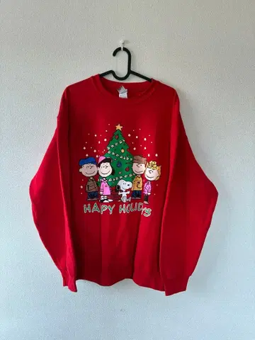 90s PEANUTS 맨투맨 스누피 크리스마스 프린트