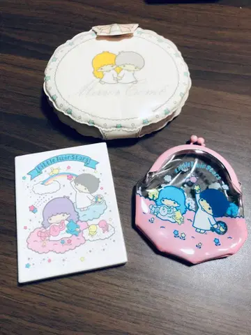 키키라라 화장품 파우치 거울 빗 세트 가마구치 지갑