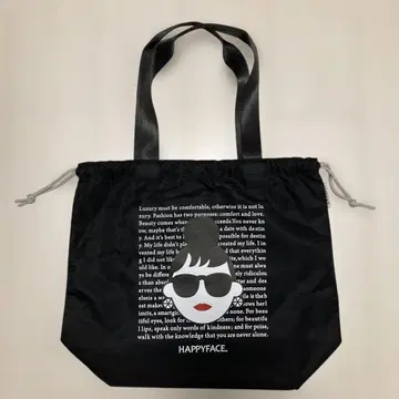 해피 페이스 블랙 레이디 에마 복조리 토트 백