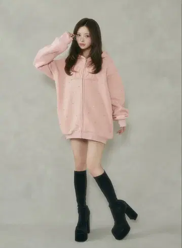 다리치 로고 비쥬 지퍼 후드티