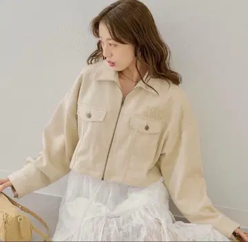 가슴 로고 숏 기장 ZIP 블루종