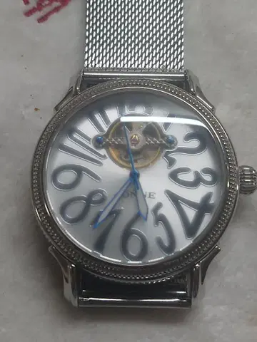 기계식 자동 와인딩 시계 (수동 와인딩 겸용) 실버 오픈 하트